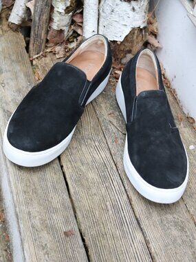 Vionic Midi Black Nubuck Leather Slip On Sneakers Sz 8.5